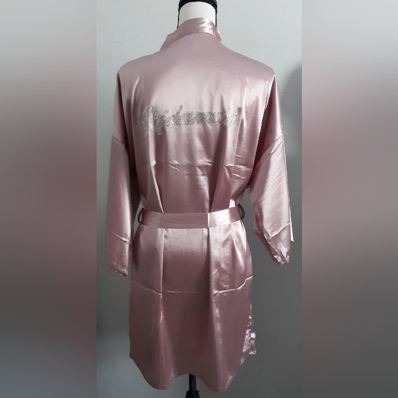 Rhinestone Bridesmaid Satin Robe - Picture 1 of 5